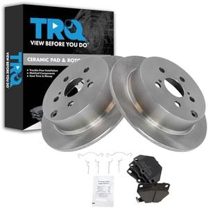 TRQ Rear Brake Pad and Rotor Set Ceramic Solid Rotors Compatible with 2003-2006 Pontiac Vibe 2000-2005 Toyota Celica 2005-2006 Corolla XRS 2003-2006 Matrix XRS