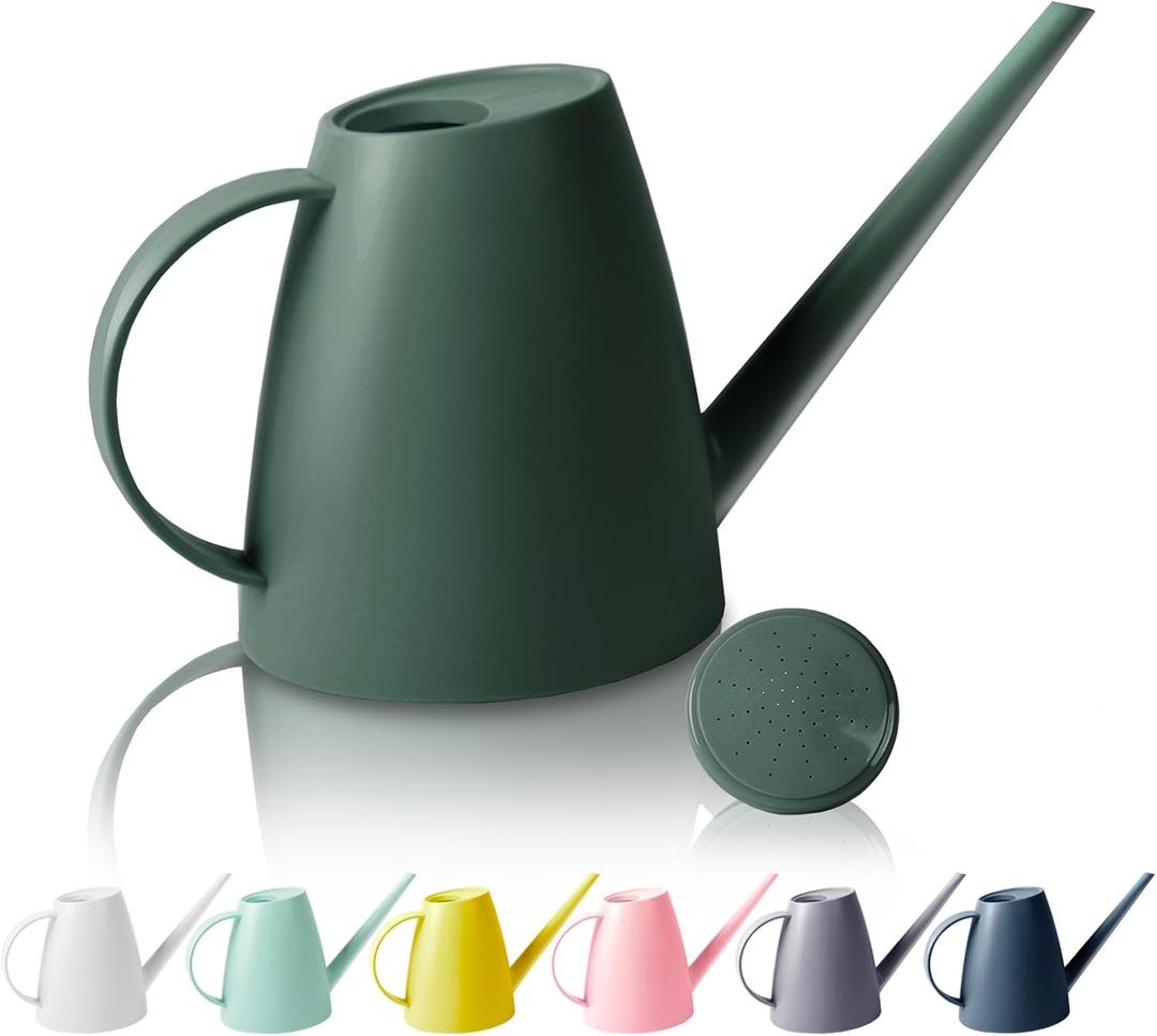 Watering Can for Indoor Outdoor Plants, Modern Small Watering Cans with Removable Nozzle, Long Spout Watering Can for Indoor Bonsai Plants Garden Flowers 1/2 Gallon 1.8L 60OZ (Dark Green)