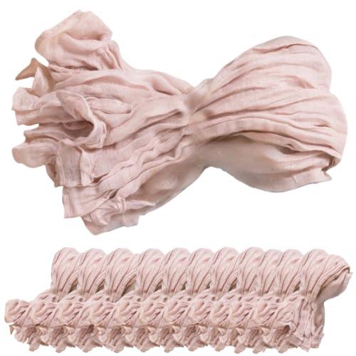 Napkins Cloth Washable 11 Pack Polyester Gauze Napkins Pleated Napkins 50 * 50Cm Suitable for Family Dinners and Weddings Pink