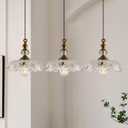 Vintage Glass Pendant Light Fixture 3-Pack Brass Modern Adjustable Chandelier Farmhouse Hanging Ceiling Light for Hallway Porch Kitchen Bedroom Coffee Shop Dining Room