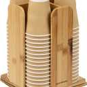 Mind Reader Cup and Lid Carousel, Countertop Org, Coffee Bar, Beverage Cup, Rayon from Bamboo, 8"L x 8"W x 10.75"H, Brown