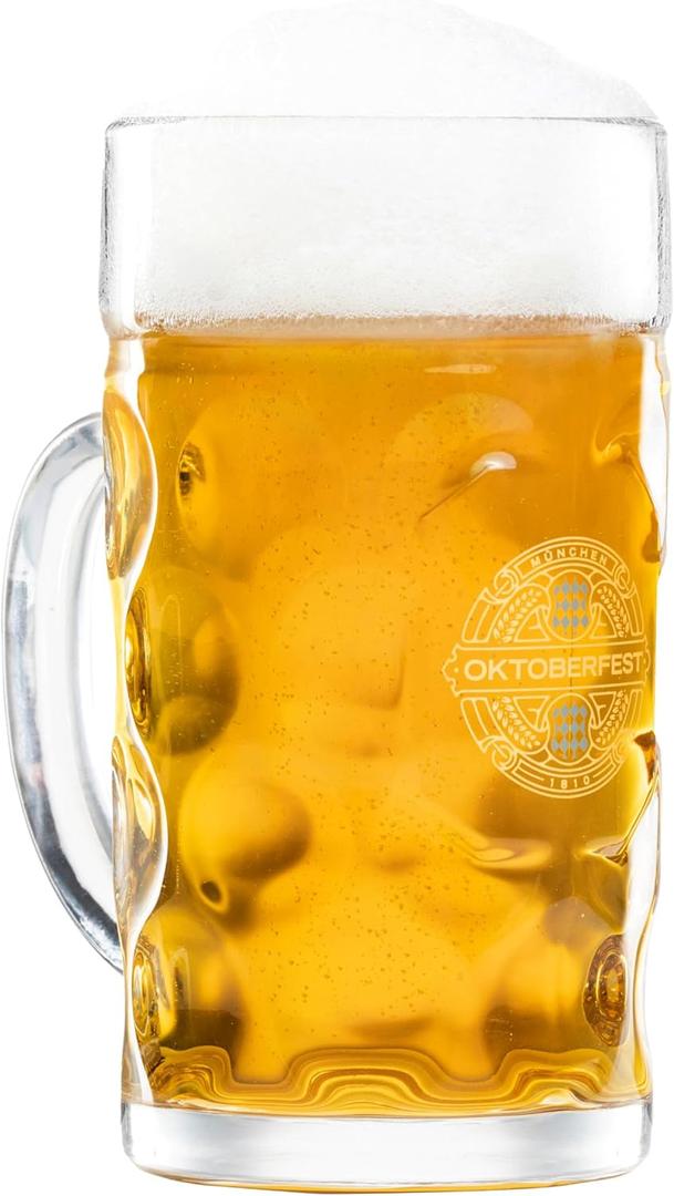 BAVARIA TRACHTEN Oktoberfest Glass Beer Mug  Authentic Beer Stein  Traditional German Beer Mugs  Franziskaner Mug Weissbier Glass  1 Liter 34 oz Beer Mug  Extra Large