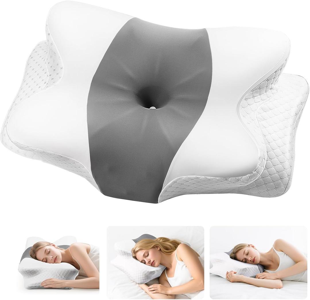 Neck Pillow - Memory Foam Pillow for Side, Back & Stomach Sleepers with Ergonomic Support, Cervical Neck Pillow for Neck Pain Relief, Dreamers Relief Pillow for Office, Travel & Home, Queen Size 24.8"Lx16.7"Wx5.51"H/3.9"H