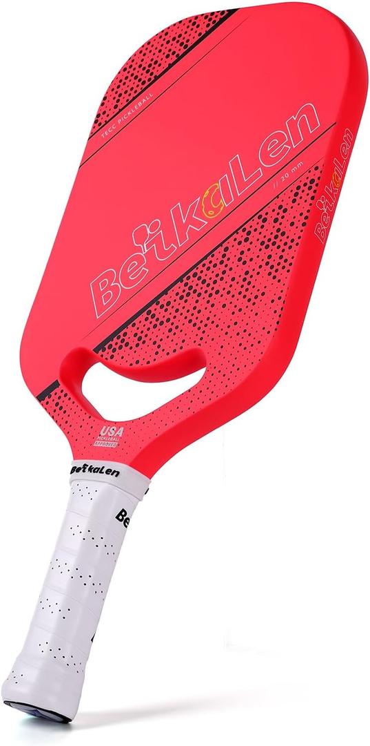 USAPA Carbon Fiber Pickleball Paddle | T700 Carbon Friction Surface Pickleball Paddle | 20mm Honeycomb Core | The Pickle Ball Paddle Designed for Unmatched Control and Added Power (Red)