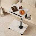 Adjustable TV Tray Table, TV Dinner Table for Eating, C-Shaped TV Trays for Couch, 360° Swivel Side End Table, Slide Under Sofa Snack Table for Bedroom Living Room Small Space (White+Black)