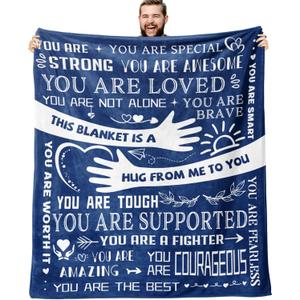 Healing Hug Blanket 60"x50", Inspirational Gifts for Men, Comfort Items Chemo Patients, After Surgery Recovery Gifts, Cancer Get Well Gifts for Men, Blue (You Are-blue)
