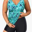 Womens Swimsuits with Shorts Tummy Control Tankini Two Piece Bathing Suits Athletic Swimwear, M