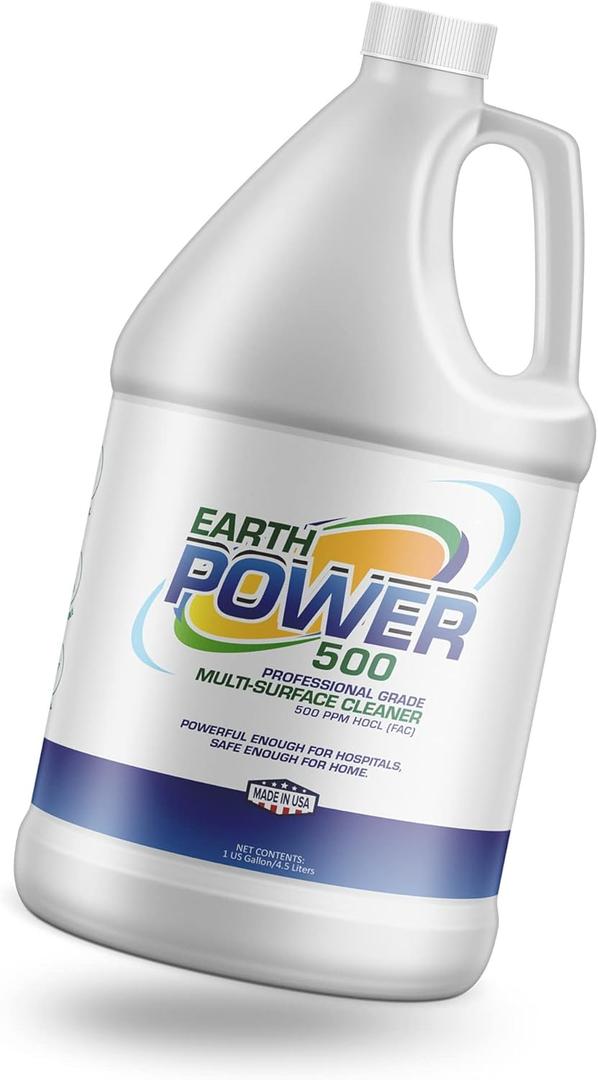 Earth Power Hypochlorous Acid 500 PPM Multipurpose Cleaner, One-Step Cleaning Solution, Industry & House Cleaner For Everyday Use, Food Safe, Kids & Pet Safe Cleaning Products, 1 Gallon 500 (128 Fl Oz (Pack of 1))