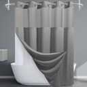 Grey Long Shower Curtain and Liner Set - 230GSM Waffle Weave Textured Heavy Duty,Hotel Luxury Weighted Bath Curtain,71W x 86H