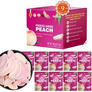 ONETANG Freeze-Dried Fruit Peach Chips, 9 Pack Single-Serve Pack, Non GMO, Kosher, No Add Sugar, Gluten free, Vegan, Holiday Mothers Day Gifts, Healthy Snack 0.35 Ounce, Best By: JUN/02/2026