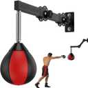 Speed Bag Boxing Punching Bag, Wall Mount Height Adjustable & Fold Speed Bags for Boxing, Wall Bracket Boxing Reflex Ball, Boxing Bag as Adults Teens and Kids, Fits Home Gym Workout (Red)