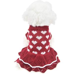 Small Dog Sweaters Girl Red Winter Warm Dog Christmas Dress Costume Clothes Dachshund Chihuahua Corgi (Red, S) (S(Bust 13.7inch|Weight 4-6LBS))