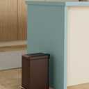 Homie Soft Close, Slim Trash Can 3.2 Gallon with Anti - Bag Slip Liner and Lid, Use as Mini Garbage Basket, Slim Dust Bin, or Decor in Bathroom, Restroom, Kitchen, or Bedroom (Bronze)