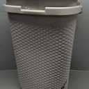 Mind Reader 60L Slim Laundry Hamper, Clothes Basket, Lid, Wicker Style, Plastic, 17.65"L x 13.75"W x 24.15"H, Set of 2, Ivory