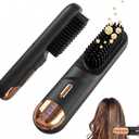 Go Brush Pro 2026 Hair Straightener Brush 300 Million Negative Ionic Portable Hair Straightener Comb for Women with 4 Temps Fast Heating MCH Ceramic Coating Smooth Frizz  Free Hair Shining Black