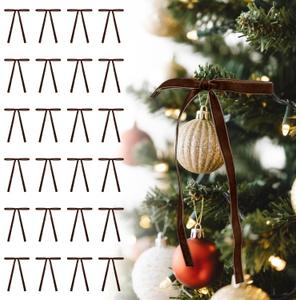 Brown Vintage Velvet Bows Decorations Small Ornaments for Christmas Tree, Garland, Wreath, Door, Outdoor (24 Pcs, 5 * 7 Inch)