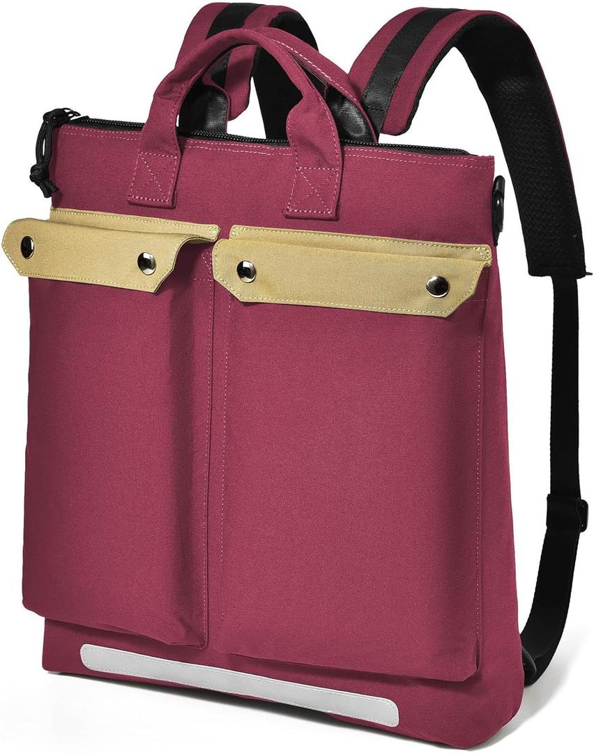 Schkleier Men Women Convertible Backpack, Large Laptop Tote Purse, Daypack Rucksack, Light weight Bookbag for Work, Casual, College, Commuter, Travel (Wine Red)