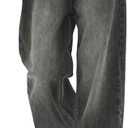 EMMIOL Jeans for Women Wide Leg Baggy Jeans High Waist Y2K Cargo Pants Casual Loose Boyfriends Trousers Vintage Streetwear (Large, Dark Grey)