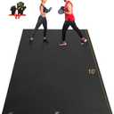 GXMMAT Extra Large Exercise Mat 16'x6'/12'x6'/10'x6'/8'x6'(7mm), Extra Wide Workout Mats for Home Gym Flooring, Non-Slip Thick Durable Cardio Mat for MMA,Plyo,Jump Rope,Weights,Fitness,Shoe-Friendly (Black Real)