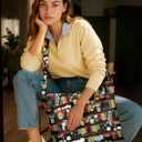 Canvas Crossbody Tote Bag for Women  Cute Large Shoulder Bags with Zipper Buckle Interior Pocket for Work, Travel