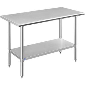 ROCKPOINT Stainless Steel Table for Prep & Work 24x48 Inches, NSF Metal Commercial Kitchen Heavy Duty Table with Adjustable Under Shelf and Table Foot for Restaurant, Home and Hotel