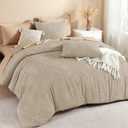 Litanika Wheat King Size Comforter Set, 3 Pieces Tufted Boho Farmhouse Bedding Comforter Sets, Lightweight Fluffy Comforter Bed Set for All Season (104x90In Comforter and 2 Pillowcases)