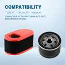 951-12260 Air Filter and 951-12690 Oil Filter Compatible with Craftsman MTD 420 CC Powermore Engine T1000 T1200 R1000 CC760ES LT4200 LT3800 4P90MUD 4P90HUB Troy-Bilt TB30R Lawn Mower