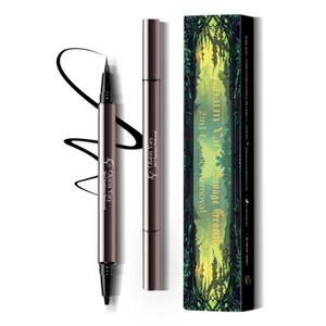 Waterproof Liquid Eyeliner Pencil with Correction Pen, 2-in-1 Black Eye Liner Pen for Older Women, Smudge Proof Gel Eyeliner Stick for Waterline & Winged Look