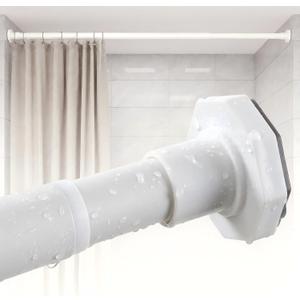 ALLZONE Tension Shower Curtain Rods No Drilling, 29 to 85 Inches, Spring Loaded Curtain Rods for Windows, Adjustable Shower Rod for Bathroom, Heavy Duty Tension Rod Fits Various Wall Types, White