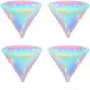 4Pcs Iridescent Diamond Balloons for Christmas/Clear Foil Transparent Rainbow Balloons/Multicolor Star Gorgeous Balloon/Under The Sea Party Mermaid Party Balloon