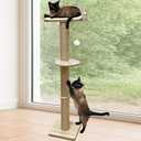 Cat Window Perch, Carpet Hammock & Window Step & Scratcher, Hammock with Suction Cup, Height Adjustable, Sturdy Cat Window Bed, Space-Saving (Drilling-Free) (Solid Wood, Cat Tree Set)