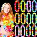 Giegxin 12 Pcs LED Hawaiian Lei Light up Flower Lei Tropical Glow Necklaces Lighted Lei Artificial Rainbow Lei for Kid Adult Hawaii Luau Themed Party Carnival Beach Wedding Masquerade (Multicolor)