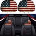 2 Pack Headrest Covers for American Flag, Seat Cover Accessories oft Black Fabric Car Headrest Protector Universal Fit to All Car/Truck Models (American Flag)