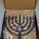 LED Electric Blue Hanukkah Menorah with Special Effects - Battery/USB Powered, Star of David, 4 Lighting/Blinking Modes, Large LED Bulbs, Chanukah Traditional Electric Menorahs - Navy Blue
