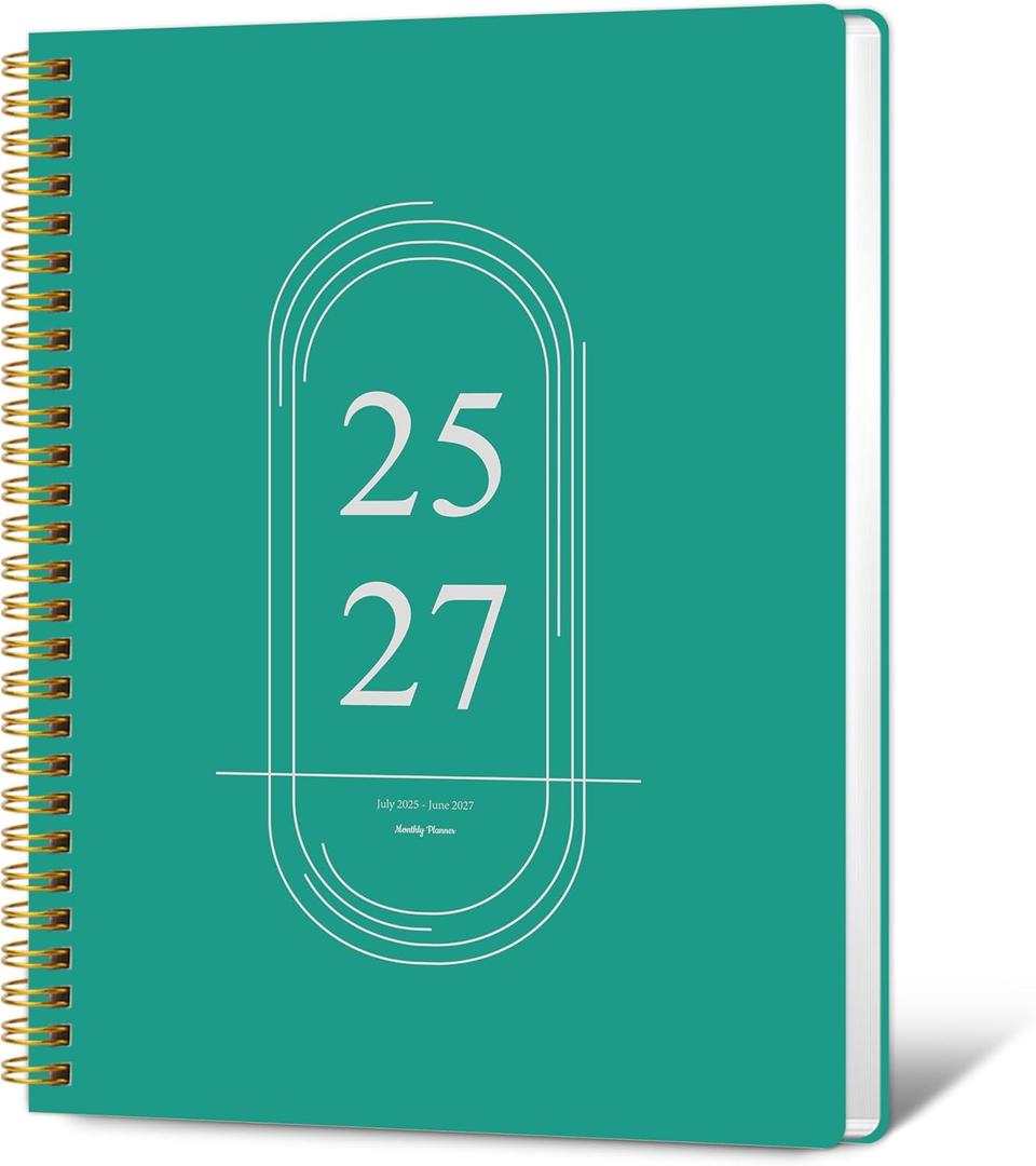Monthly Planner 2025-2027 - 2 Year Monthly Planner Calendar 2025-2027, July 2025 - June 2027, 7.3" * 9.5", 24 Months Calendar Planner with Waterproof CoverSpiral Bound, for Office, School Home Planning - Blue
