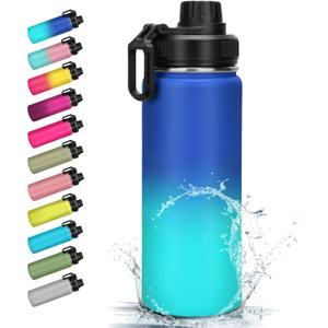 18 oz Stainless Steel Water Bottles with Spout Lid Insulated Water Bottle Double Wall Vacuum Wide Mouth Leak Proof Mug BPA Free Keeps Cold 18 Hours or Hot 8 Hours