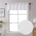 Chyhomenyc Mila White Valances for Windows 2 Pack, Small Window Curtains for Living Room Bathroom Laundry Basement, Modern Rod Pocket Semi Sheer Jacquard Leaf Curtain, 30Wx14L inches, White