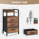Lazzanto Night Stand Bedside Table Bedroom - Nightstand with Charging Station & LED Light Strip, Bed Side End Table with Storage Shelf & 3 Fabric Drawers, U-S-B Ports & AC Outlets, Rustic Brown