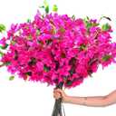 Yuxung 30 Pcs Artificial Faux Bougainvillea Fake Flower Silk Bougainvillea Branches UV Resistant Outdoor Indoor Decoration for Wedding Home Centerpieces Outside Decor (Rose Purple)
