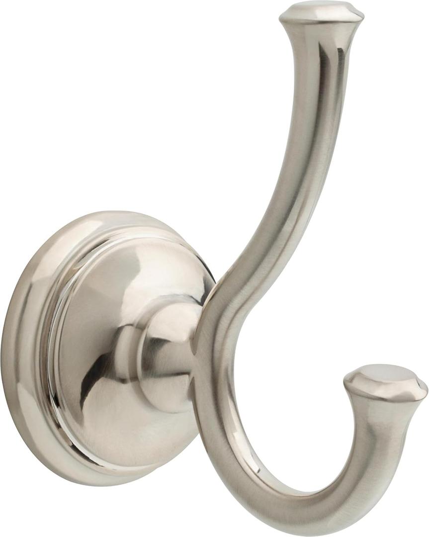 Delta Cassidy (1-Pack) Towel Hooks Brilliance Stainless Steel Double Bathroom J Hooks Wall Mounted for Robes & Towels Hand Towel Hook Holder Kitchen, Bathroom Accessories 79735-SS