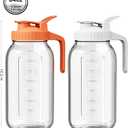 2 Pack Glass Mason Jar Pitcher with Lid, 64 oz (2 Quart) Leakproof Water Pitcher with Handle for Sun Tea, Cold Brew, Milk & Juice, White & Orange