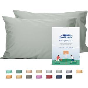 Sunflower King Pillowcases Set of 2, 100% Cotton King Pillow Cases 2, 2040 inches Storm Grey, Soft and Breathable