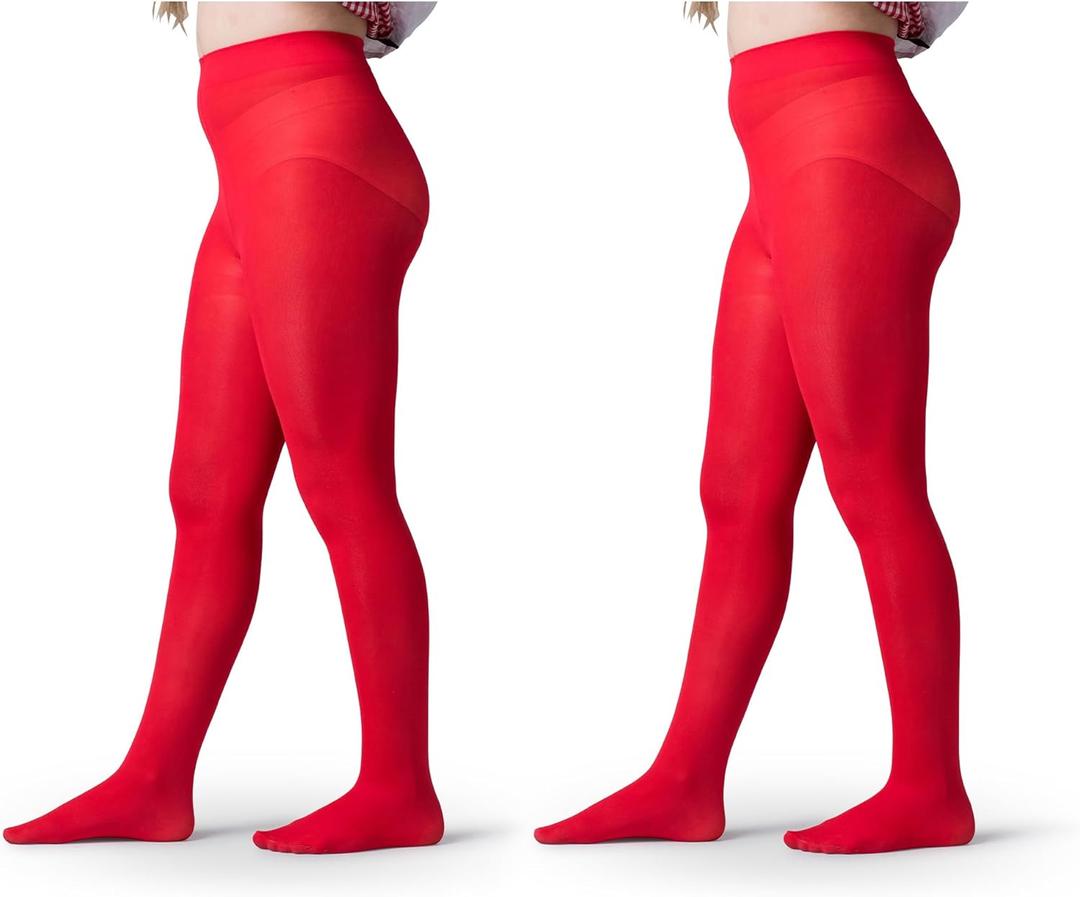 Silky Toes Girls Opaque Microfiber Tights 1-2 Pairs Black White or Colored Nylon Stockings for Kids - Ballet Footed Tights