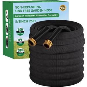 Garden Hose 25FT, Non-Expanding Water Hose Ultra Lightweight, Kink-Free, Burst-Resistant, Lead-Free, Durable & Flexible High-Pressure Hose for Yard, Lawn, Outdoor, Car Washing