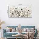 Large Framed Floral Wall Art Flowers Canvas Pictures Grey Cream Brown Abstract Botanical Canvas Painting Artwork Simple Life Wall Decor for Living Room Bedroom Kitchen Home Office Decoration 29"x 58"