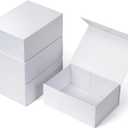 4 Pack 9.5x7x4 Inches Gift Boxes with Magnetic Closure Lids, White Magnetic Box for Wedding, Groomsmen Bridesmaid Proposal, Birthdays, Mother's Day
