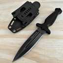 Hunting Knife Tactical Knife Survival Knife 9" Fixed Blade Knife w/ Molle Compatible Kydex Pressure Retention Sheath Camping Accessories Survival Kit Survival Gear Tactical Gear 79897 (Black Stonewash)