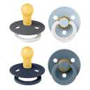 BIBS Colour Soother 4-Pack | BPA Free Dummy Pacifier | Round Nipple | Natural Rubber Latex | Made in Denmark | Size 0-6 Months | Petrol Glow Mix