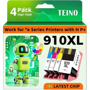 910XL Ink Cartridges for HP Printers Replacement for HP 910 Ink Cartridges Combo Pack 910 Ink Work with OfficeJet Pro 8015e 8025e 8028e 8020 8035e Printers (4-Pack 910XL Black and Color Combo Pack)
