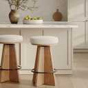 Nathan James Preston Modern Swivel Solid Wood Counter Stool with Boucle Upholstered Seat, Counter Height - 1